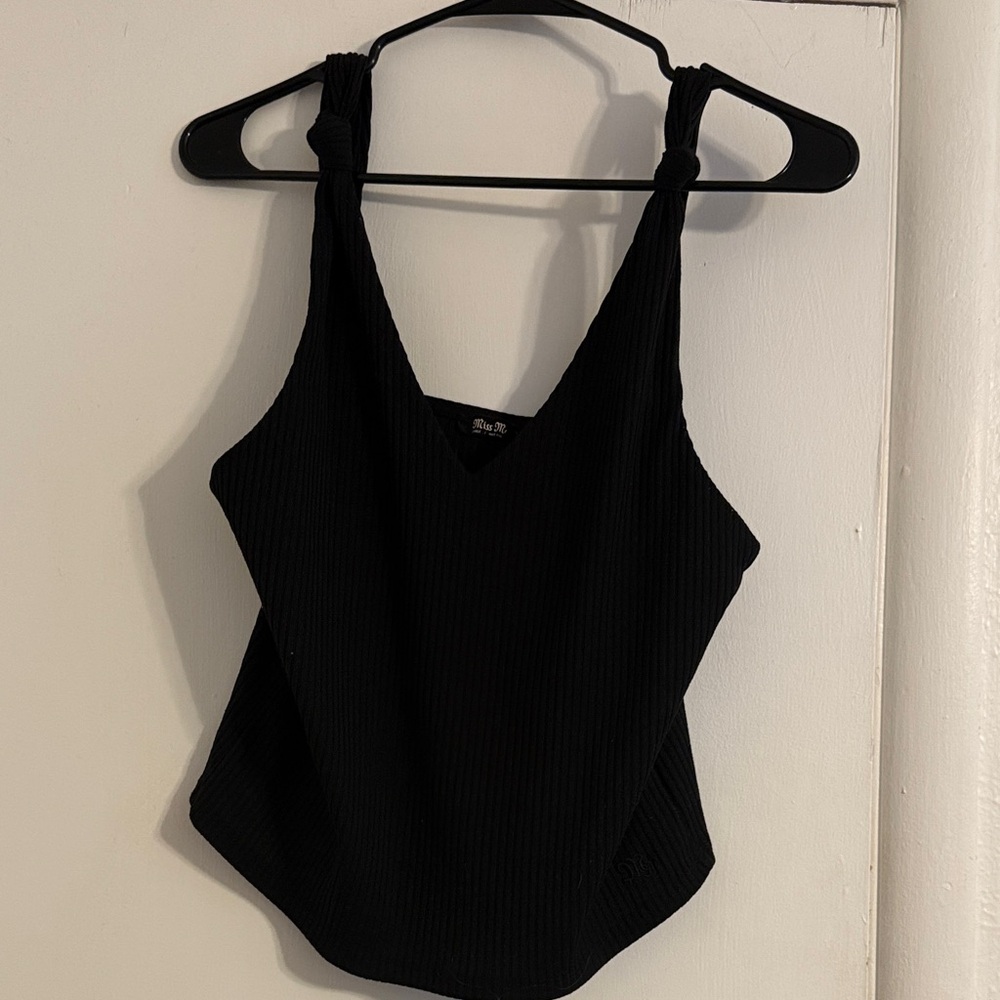 Miss Me Black Ribbed Camisole Top